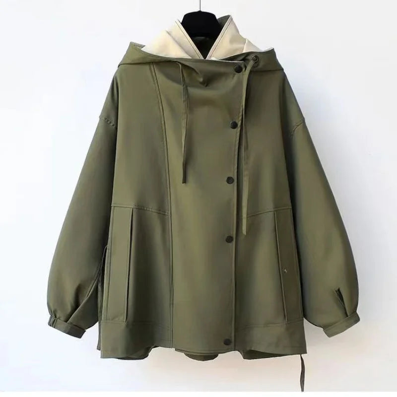 Xiandra Trendy Hooded Windbreaker Coat