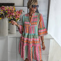 Elodie Chic V-Neck Cotton Hemp Dress