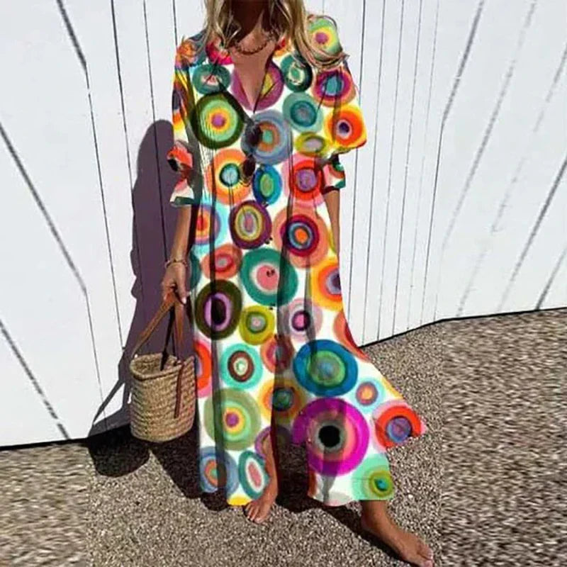Alyssa Boho Puff Sleeve Maxi Dress