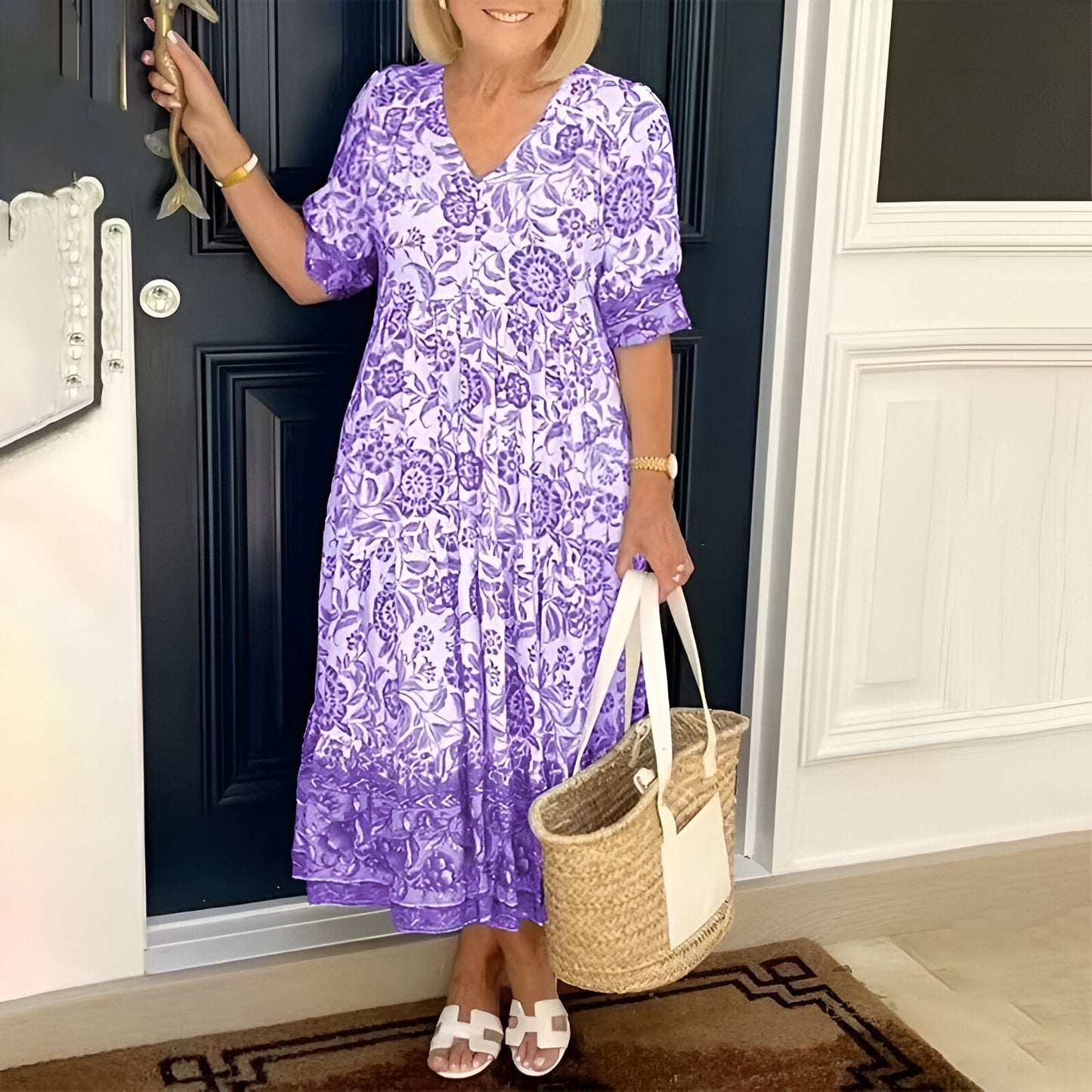 Rosetta V-Neck Bohemian Dress