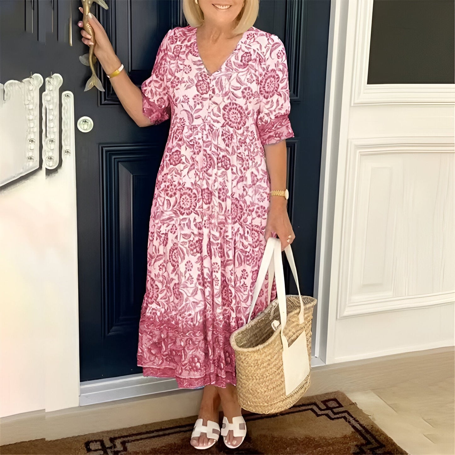 Rosetta V-Neck Bohemian Dress
