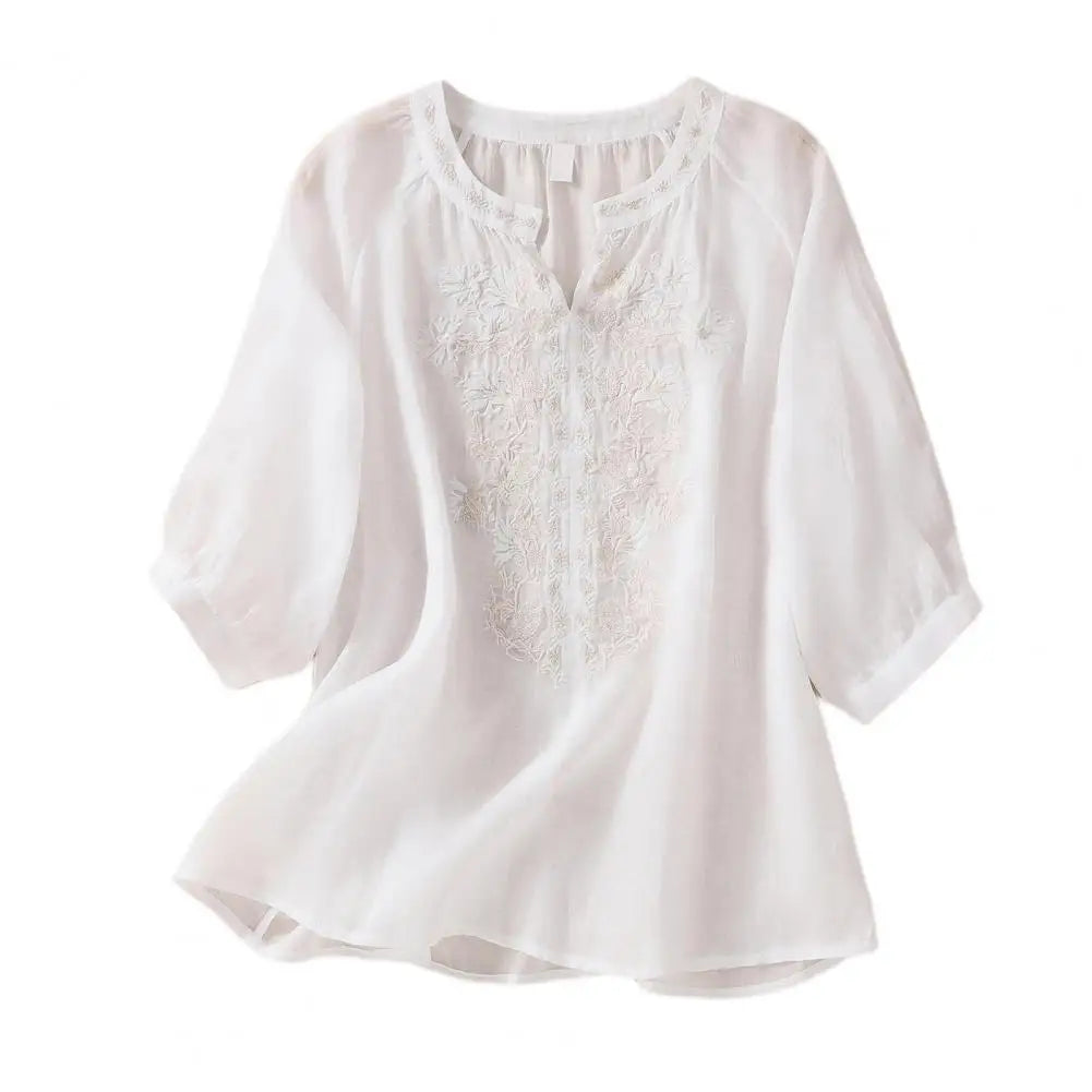 Sophie Embroidered Cotton Floral Blouse