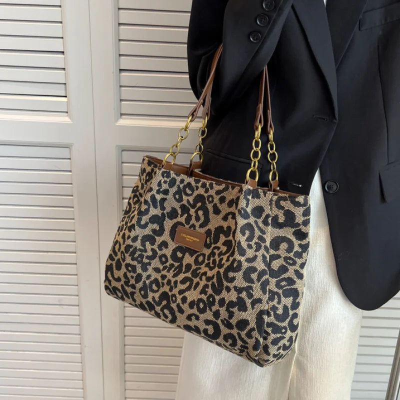 Shuvee Leopard Patterned Canvas Tote