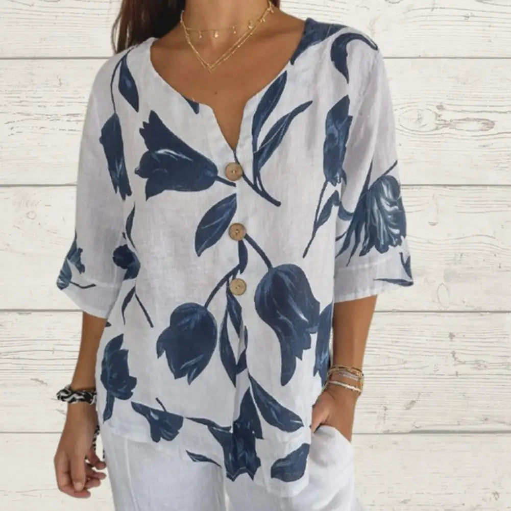 Talia Floral Button Top