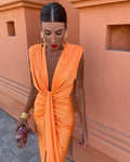 Katida Party Dress with Deep V-neck