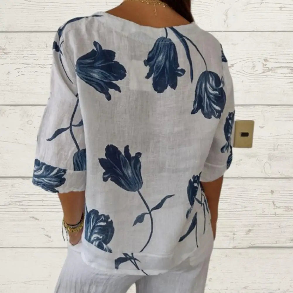 Talia Floral Button Top