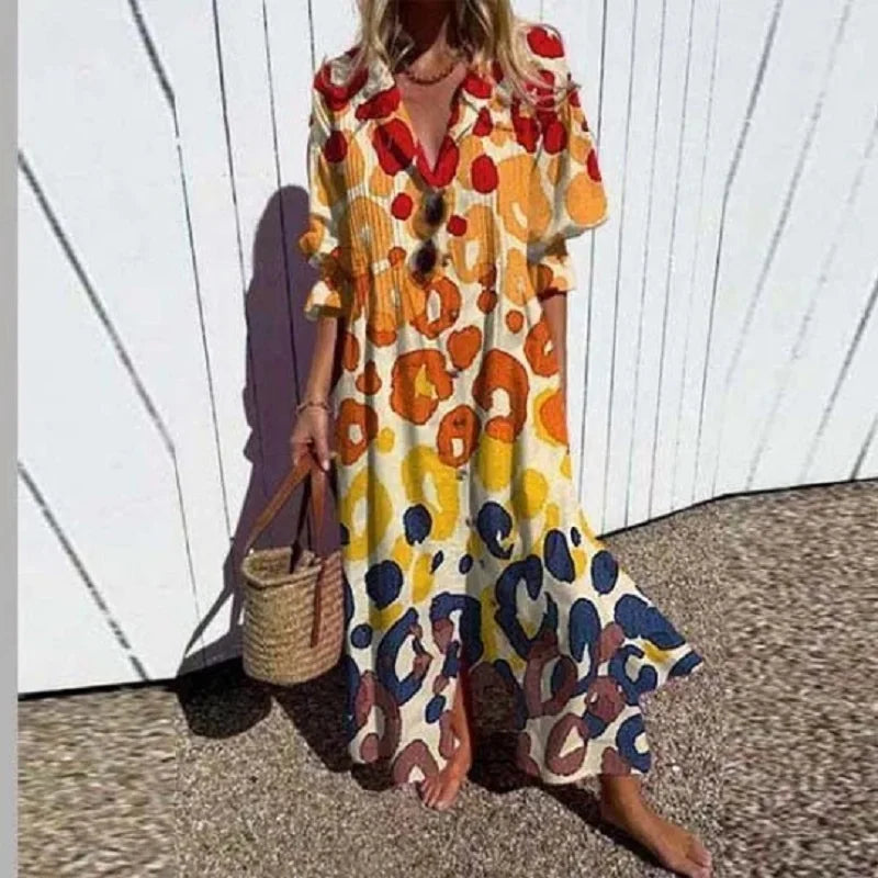 Alyssa Boho Puff Sleeve Maxi Dress