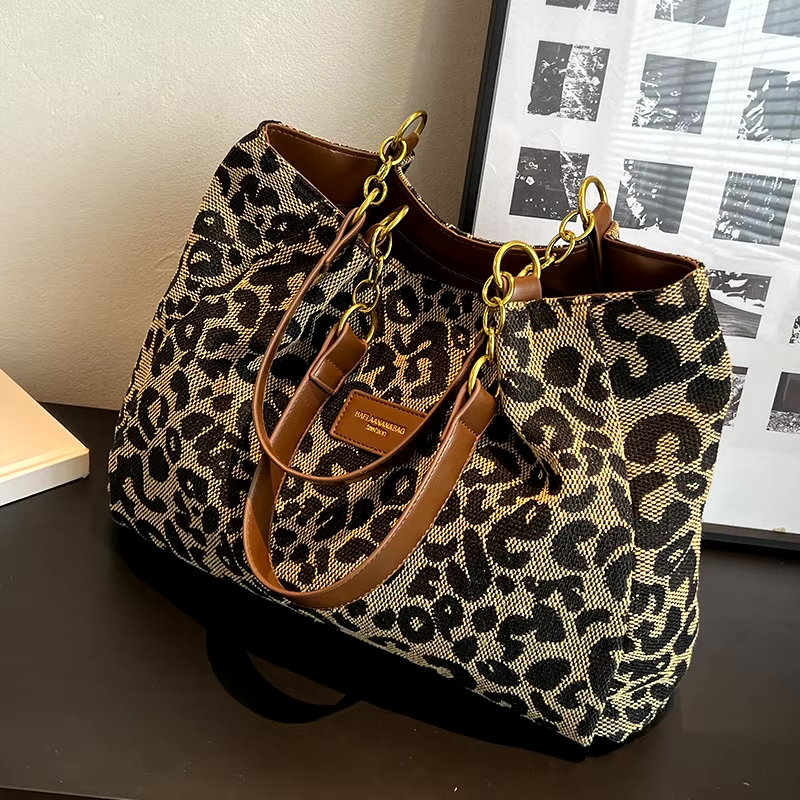 Shuvee Leopard Patterned Canvas Tote