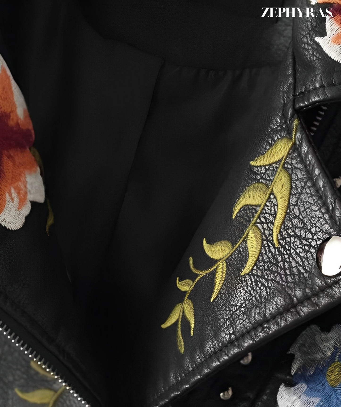 Rose Ladies Floral Leather Jacket