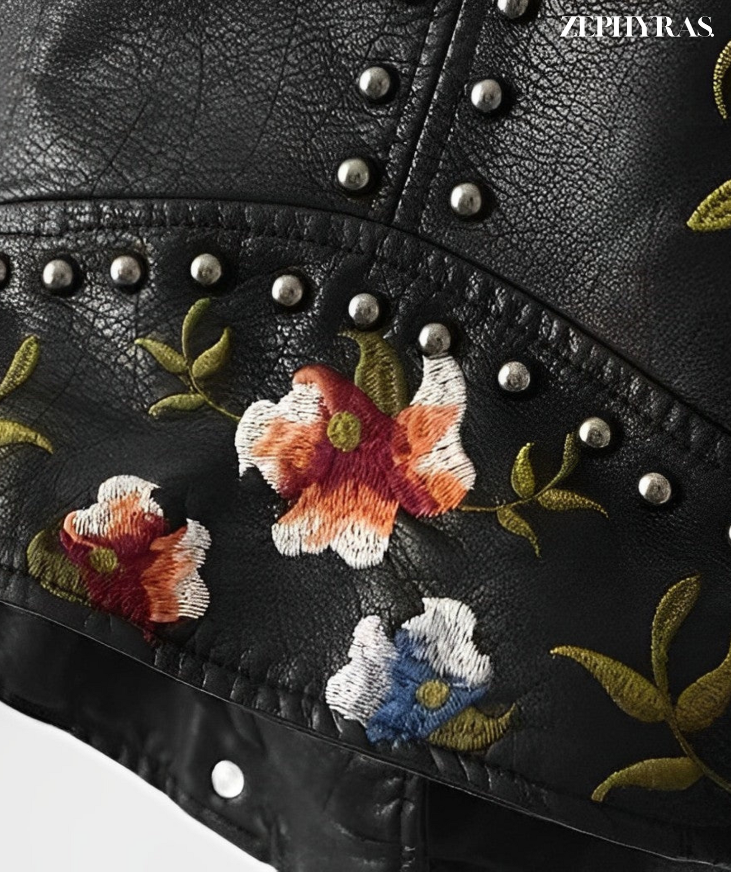 Rose Ladies Floral Leather Jacket