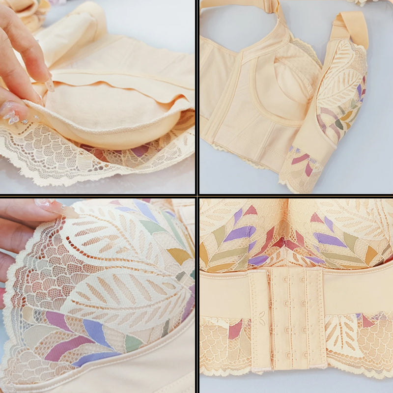 Lara Lace comfort - front fastening bra with floral lace and wide straps