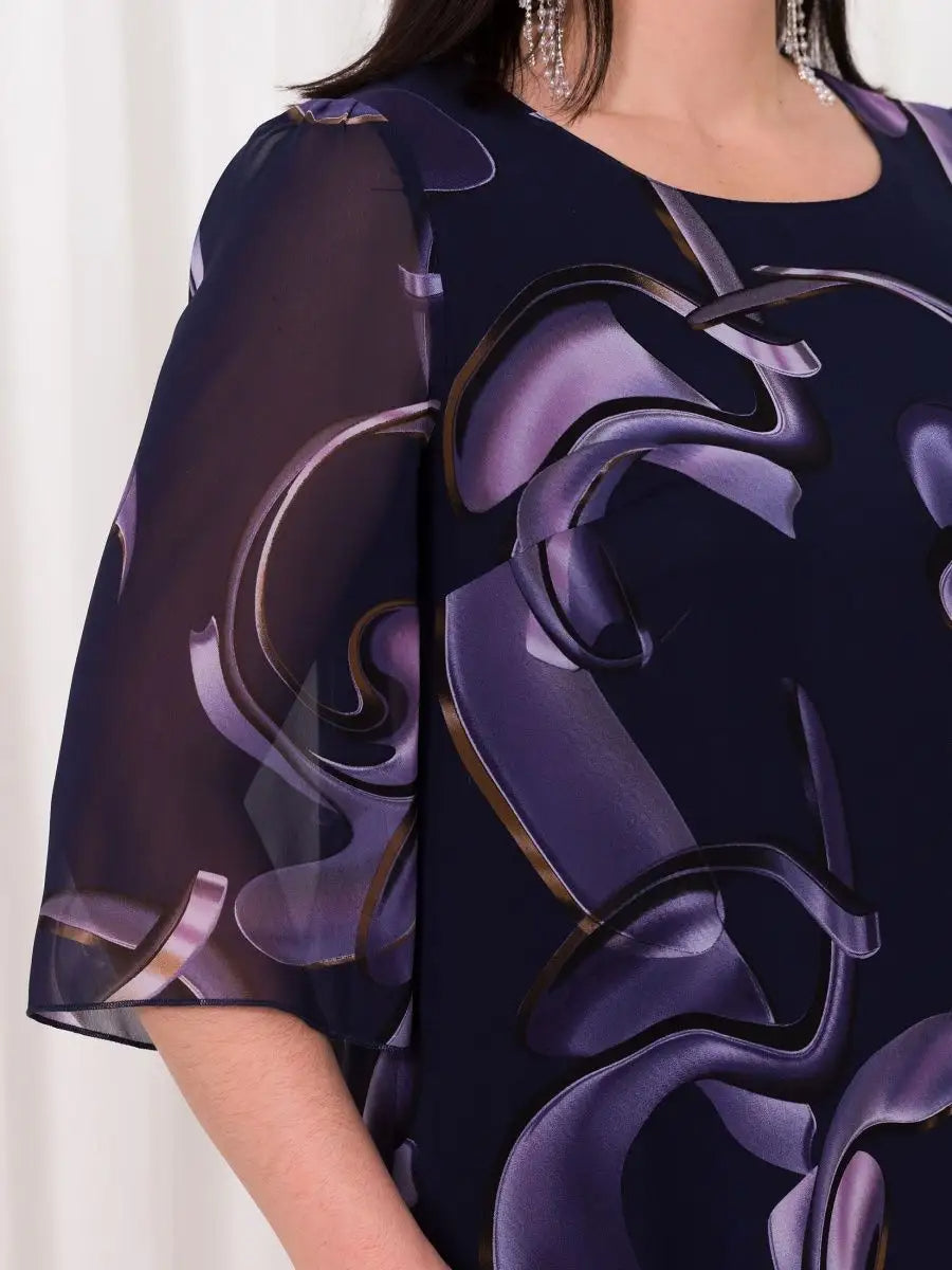 Emma Midnight Swirl Chiffon Dress