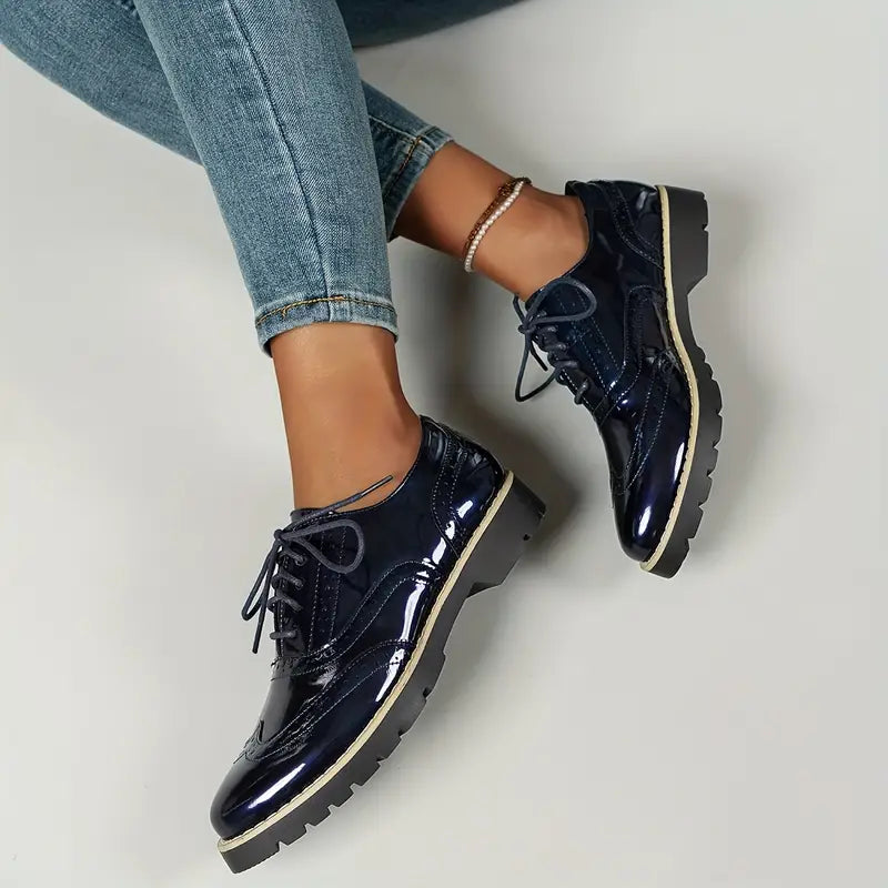Teddy Glossy Brogue Orthopaedic Shoes