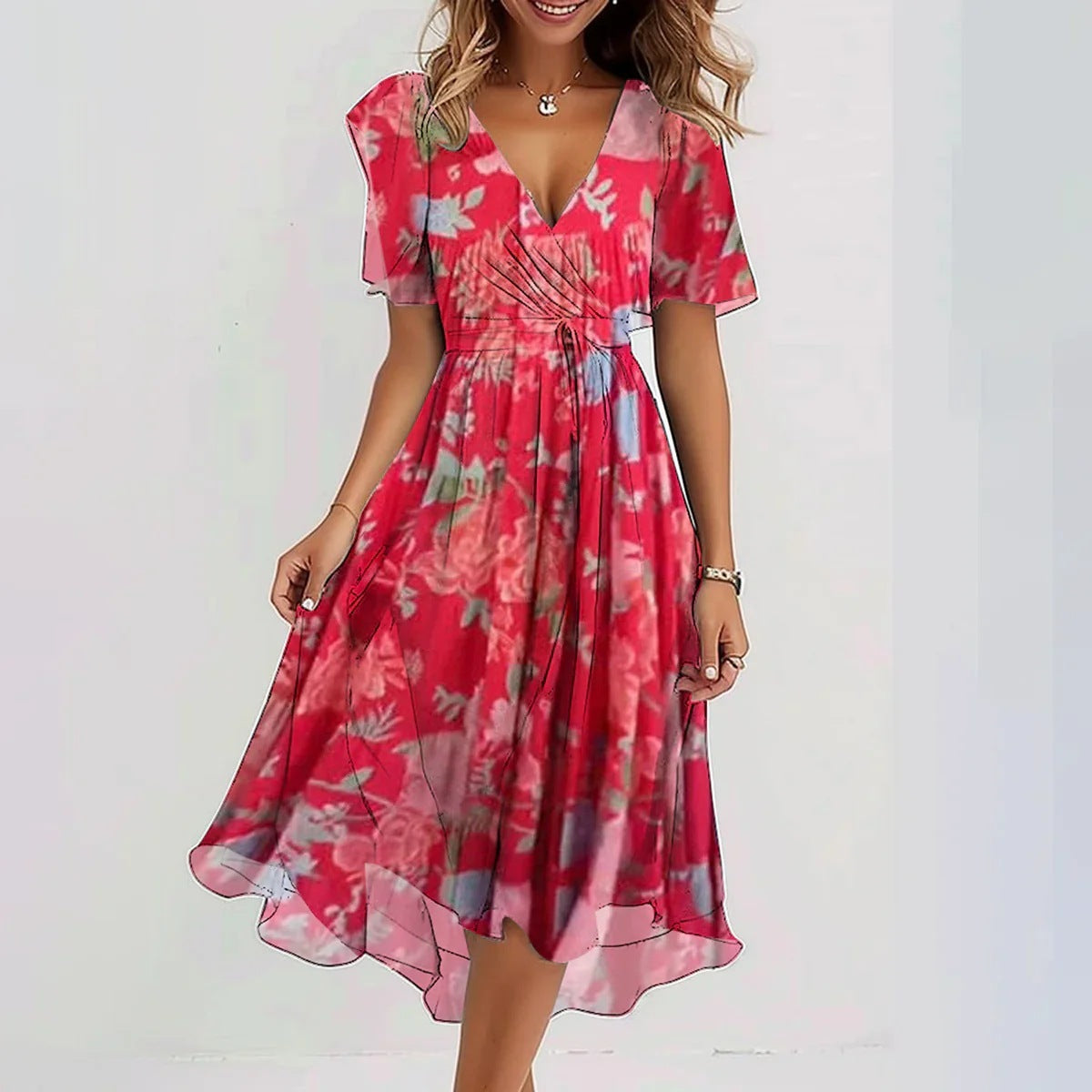 Aubrey Elegant Printed Dress