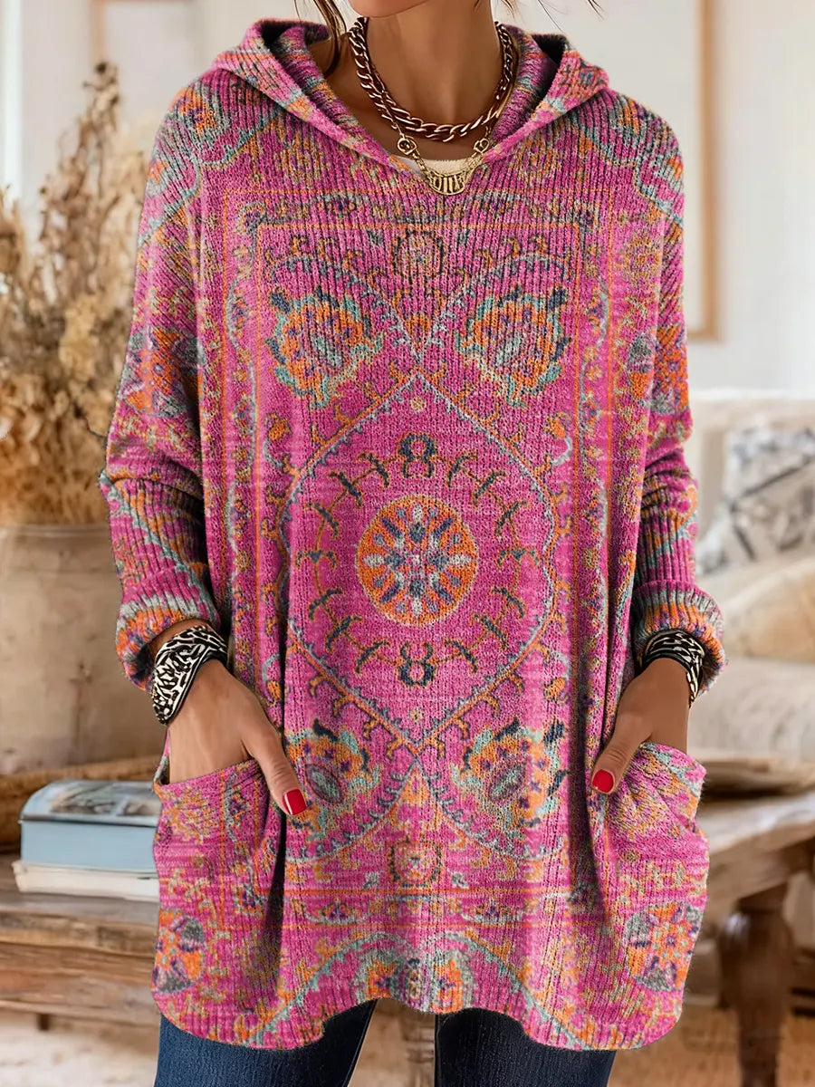 Alice Retro Ethnic Print Hooded Tunic