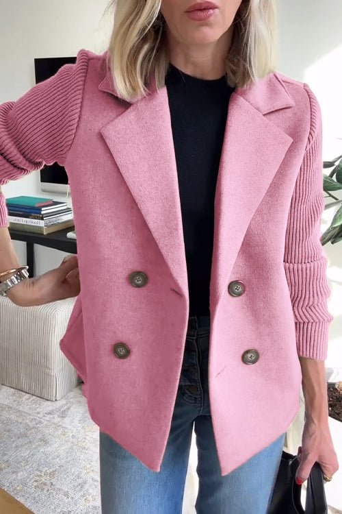 Camryn Elegant Knit-Sleeve Blazer