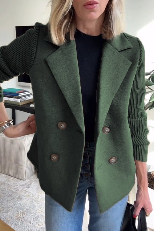 Camryn Elegant Knit-Sleeve Blazer