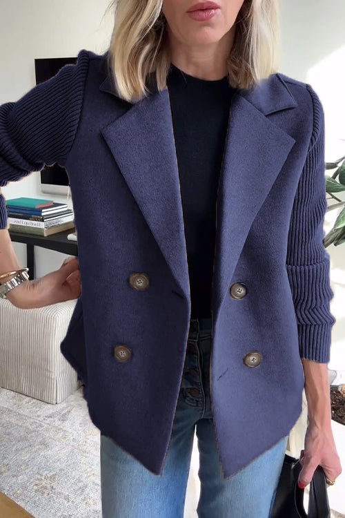 Camryn Elegant Knit-Sleeve Blazer