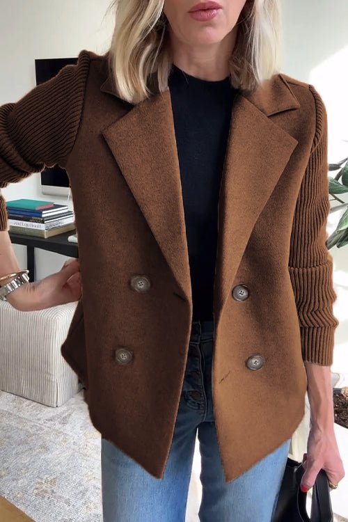 Camryn Elegant Knit-Sleeve Blazer
