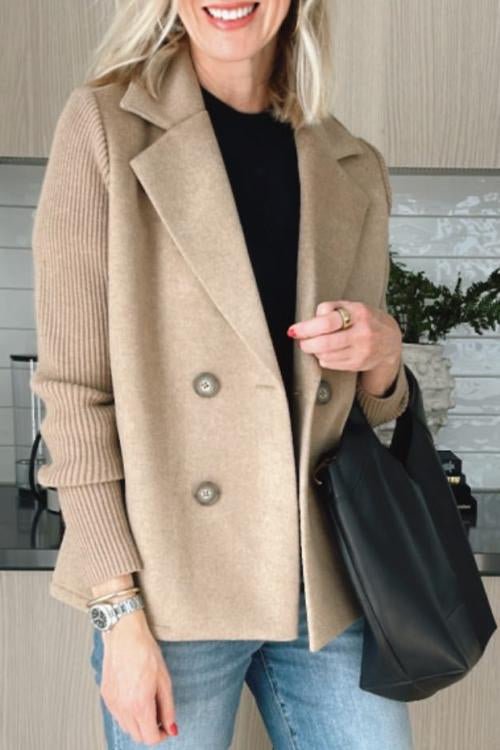 Camryn Elegant Knit-Sleeve Blazer