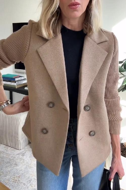 Camryn Elegant Knit-Sleeve Blazer