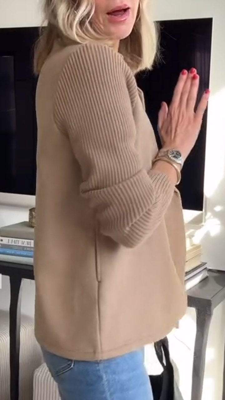 Camryn Elegant Knit-Sleeve Blazer