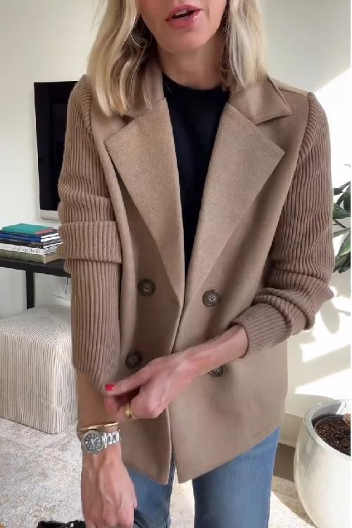 Camryn Elegant Knit-Sleeve Blazer