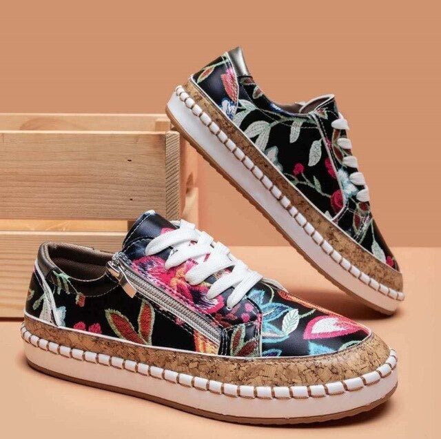 Oluchi Floral Orthopaedic Zipper Sneakers