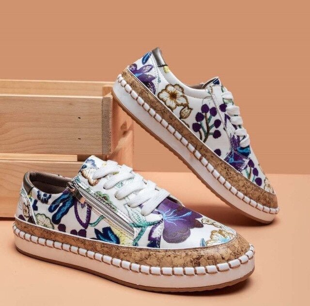 Oluchi Floral Orthopaedic Zipper Sneakers