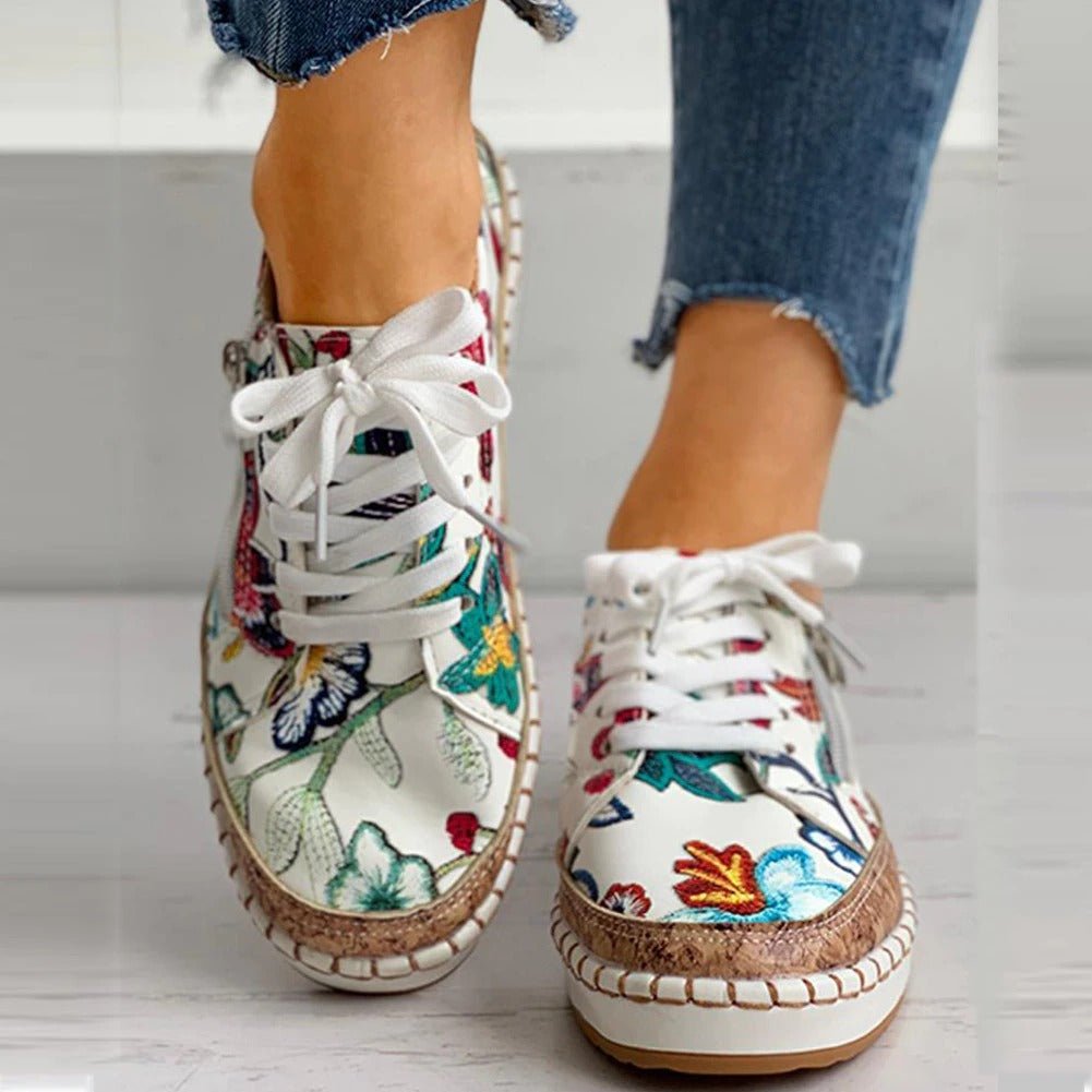 Oluchi Floral Orthopaedic Zipper Sneakers