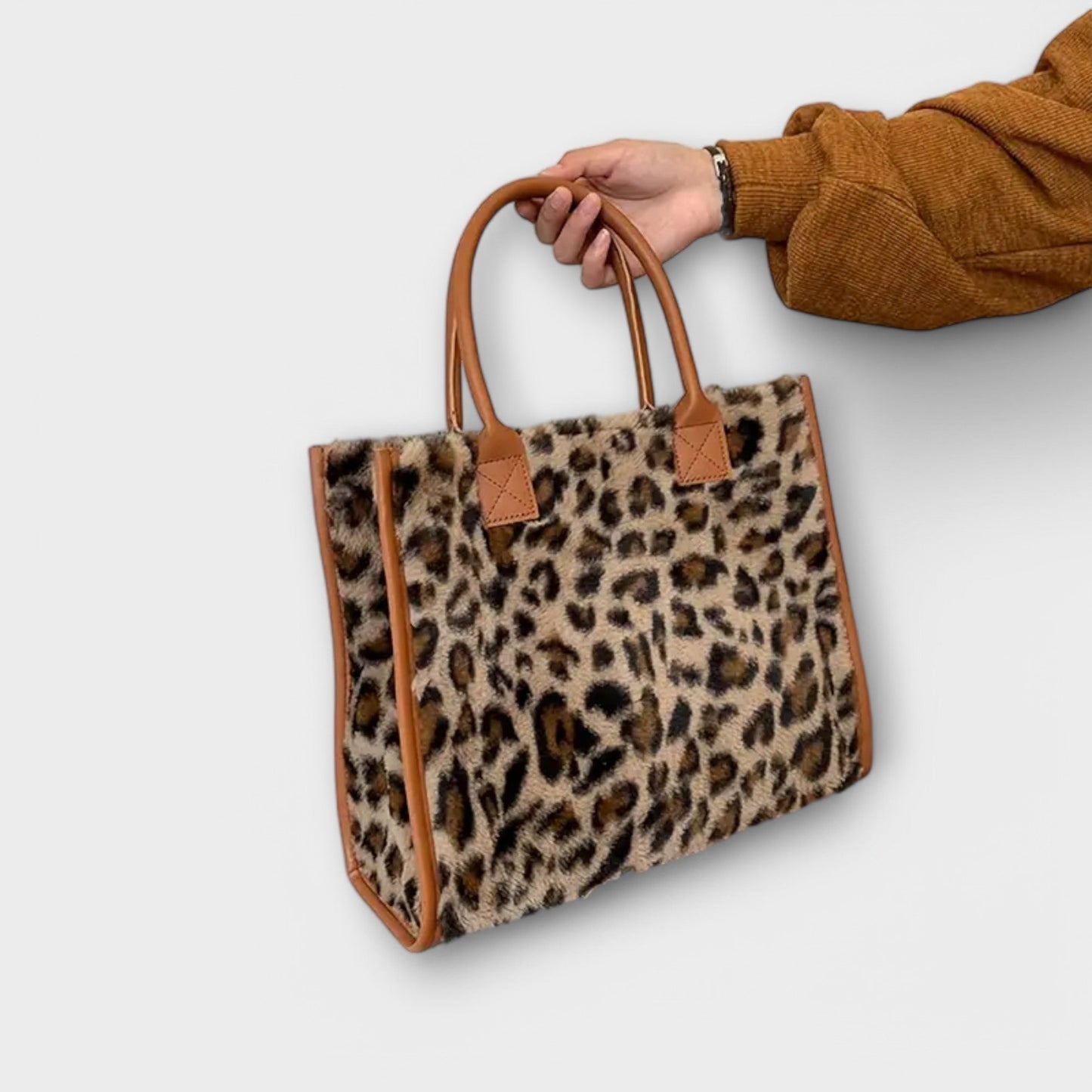 Melody Chic Leopard Print Plush Tote