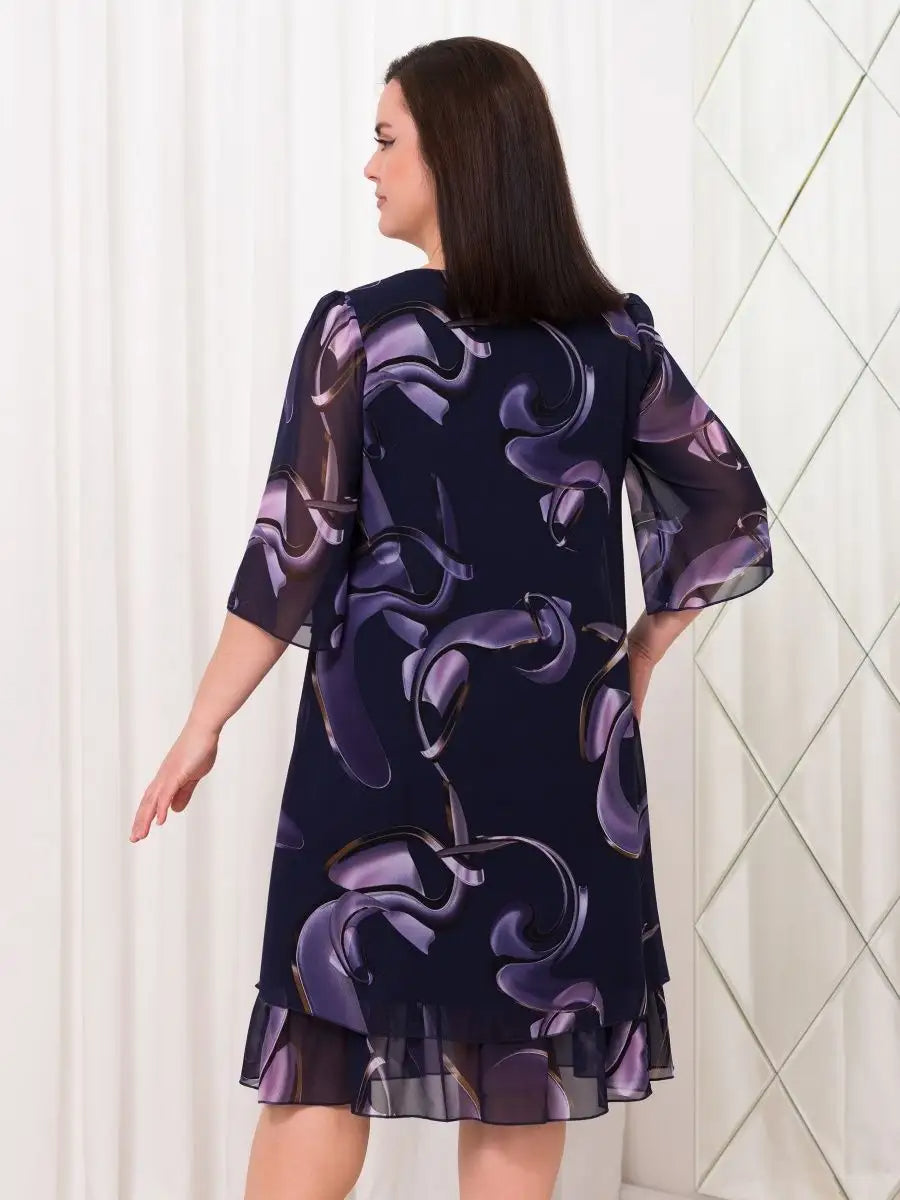 Emma Midnight Swirl Chiffon Dress