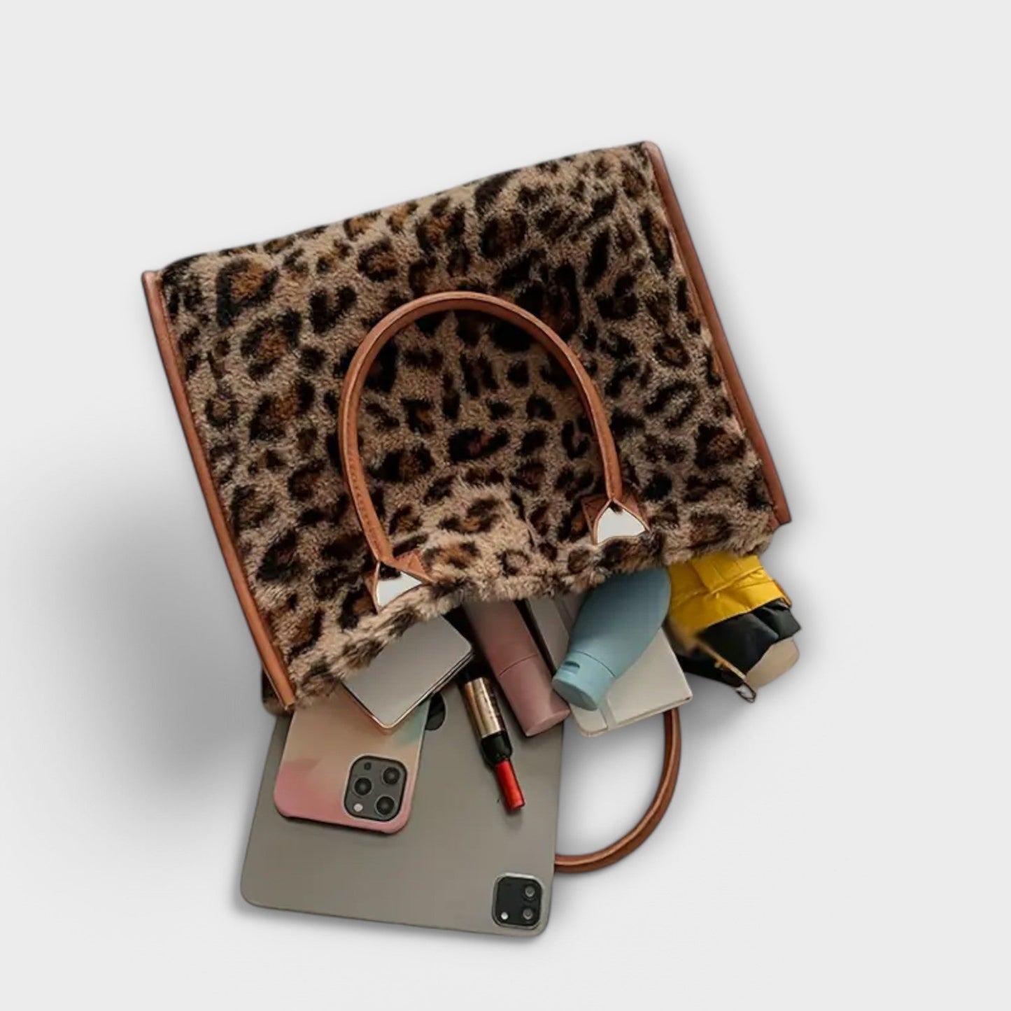 Melody Chic Leopard Print Plush Tote