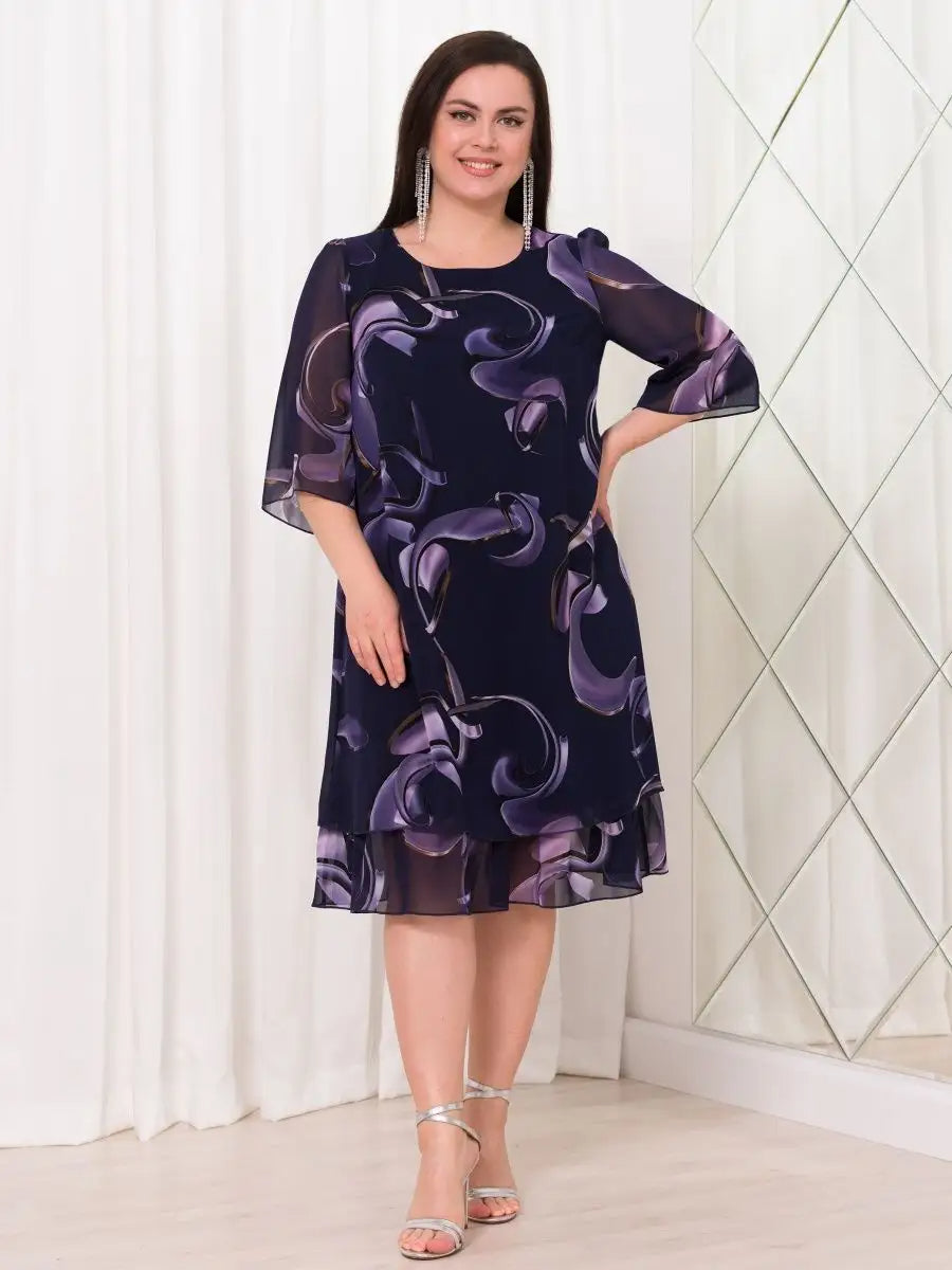Emma Midnight Swirl Chiffon Dress