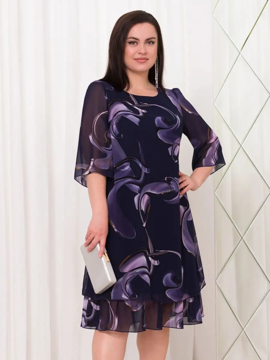 Emma Midnight Swirl Chiffon Dress