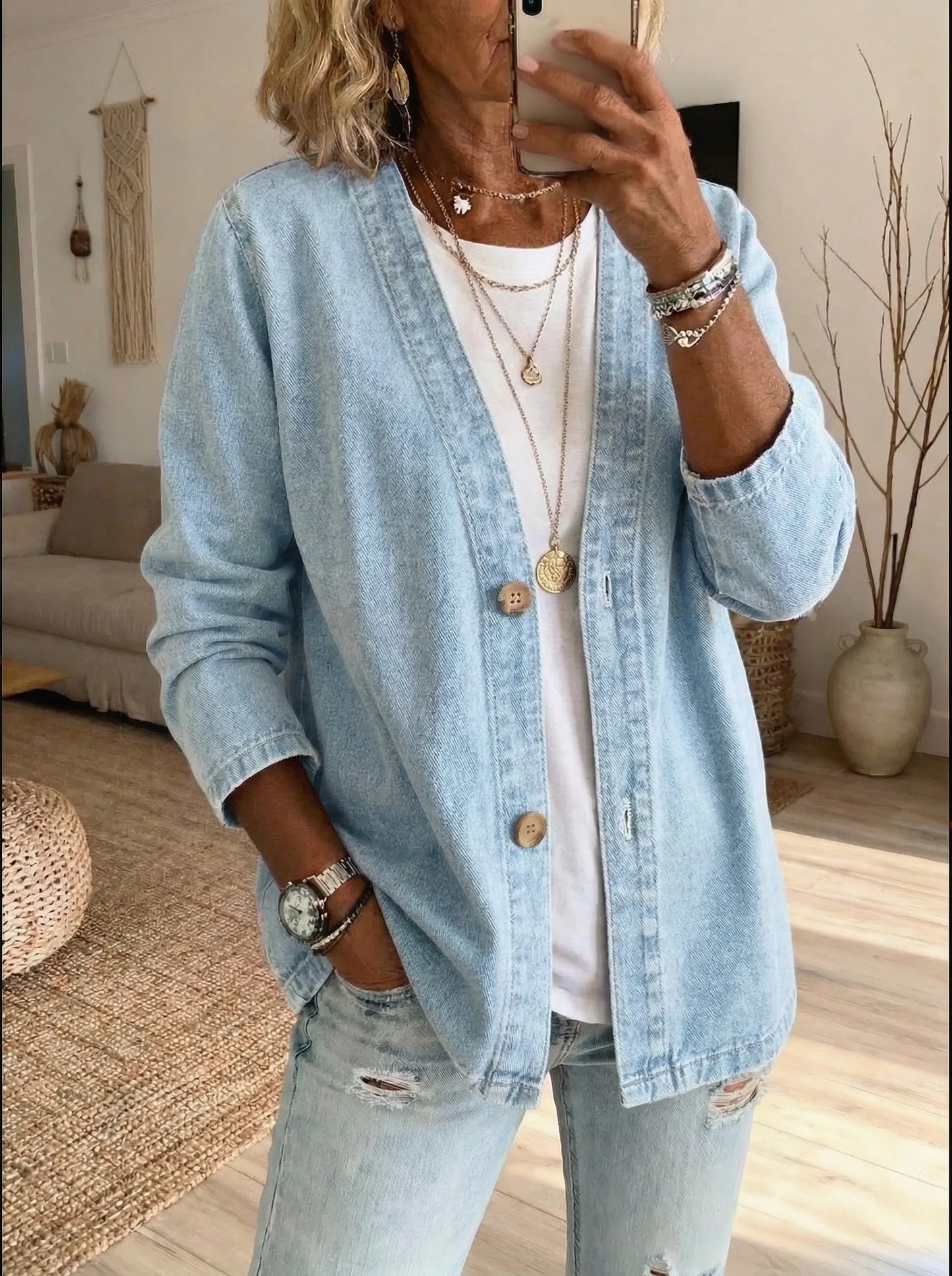 Corinne Denim Button Coat