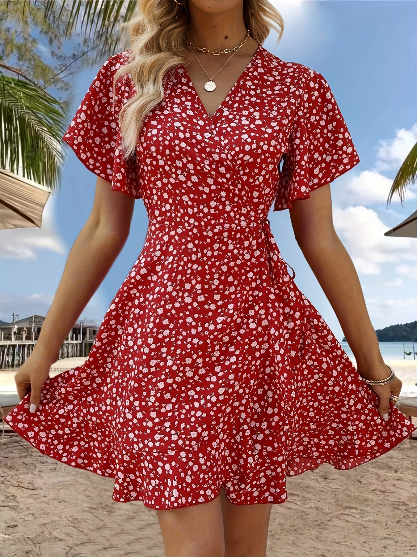 Modern Amy Floral Print V-neck Dress