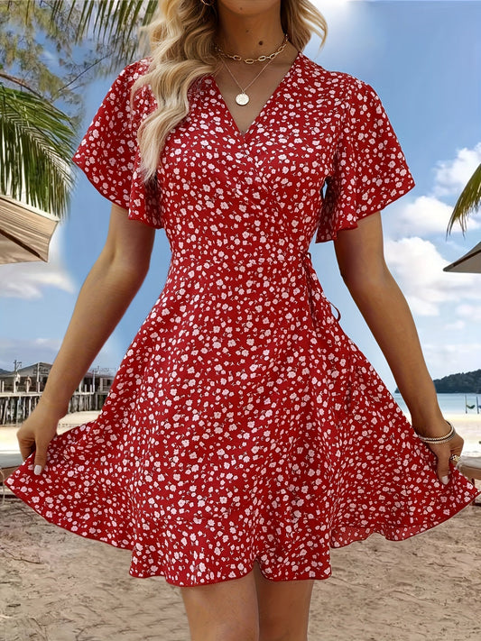 Modern Amy Floral Print V-neck Dress