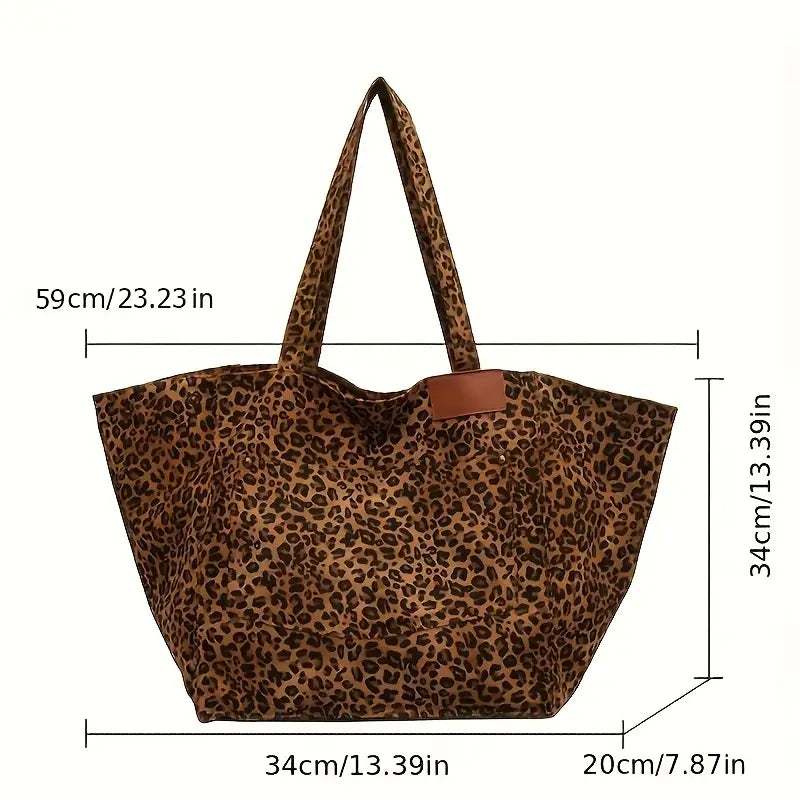 Rita Elegant Leopard Print Canvas Shoulder Bag