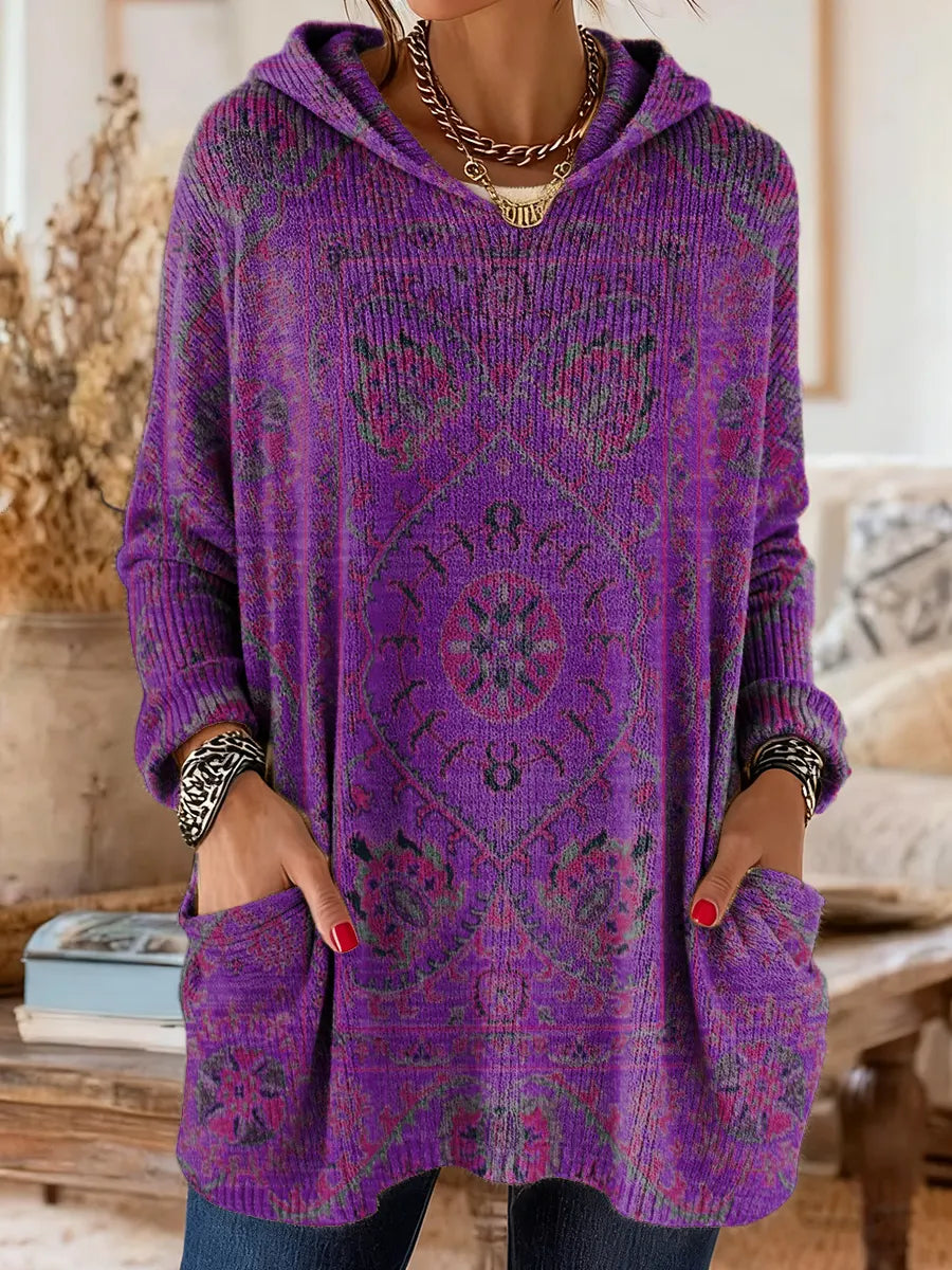 Alice Retro Ethnic Print Hooded Tunic