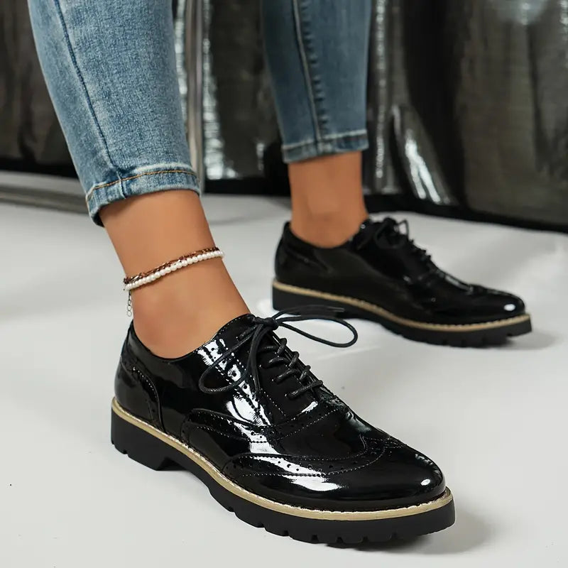 Teddy Glossy Brogue Orthopaedic Shoes