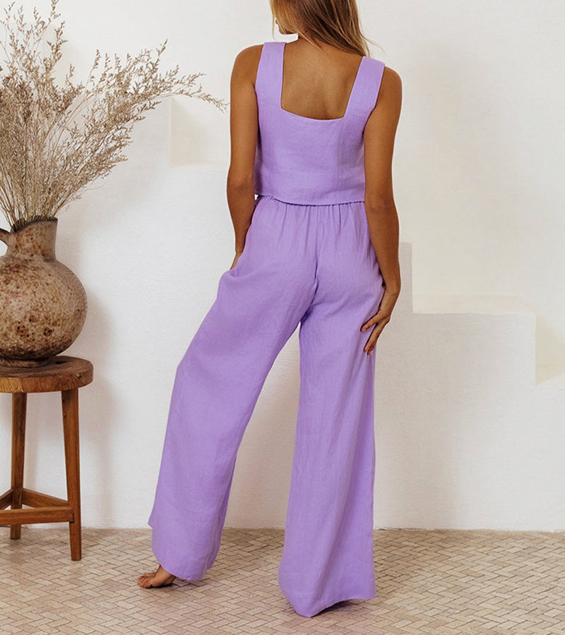 Wiola Minimalist Top And Wide-Leg Pants Set