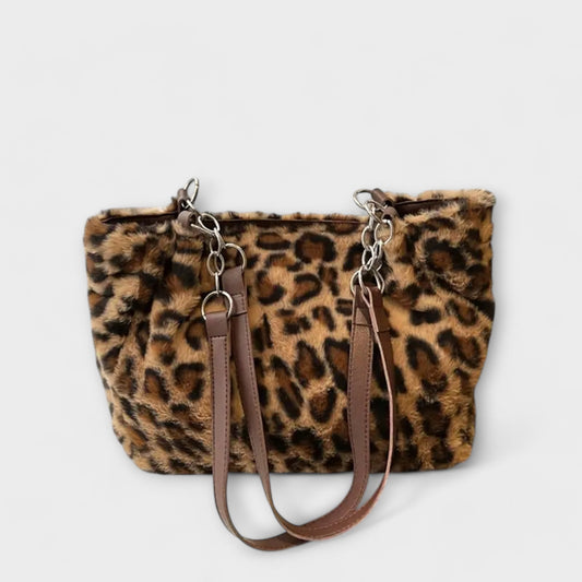 Mika Trendy Leopard Print-Inspired Tote in Soft Faux Fur