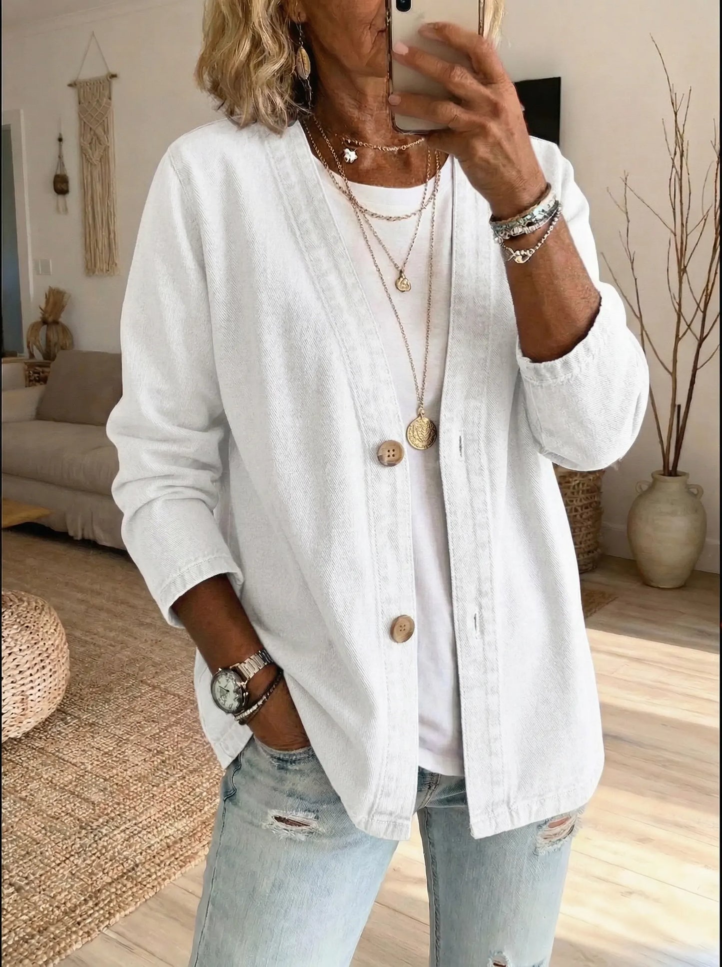 Corinne Denim Button Coat