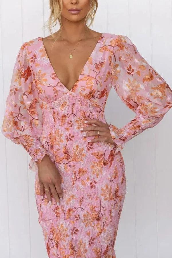Coral Floral Elegance Dress