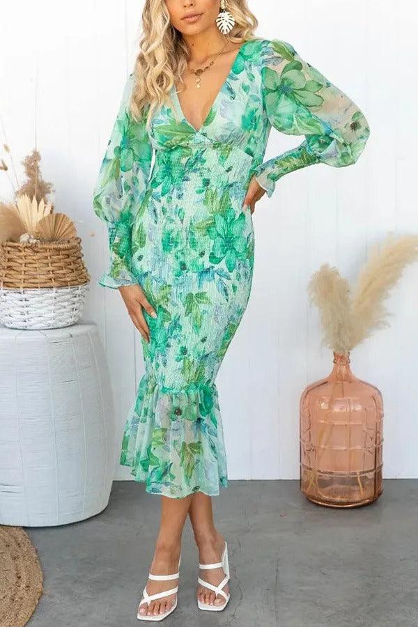 Coral Floral Elegance Dress