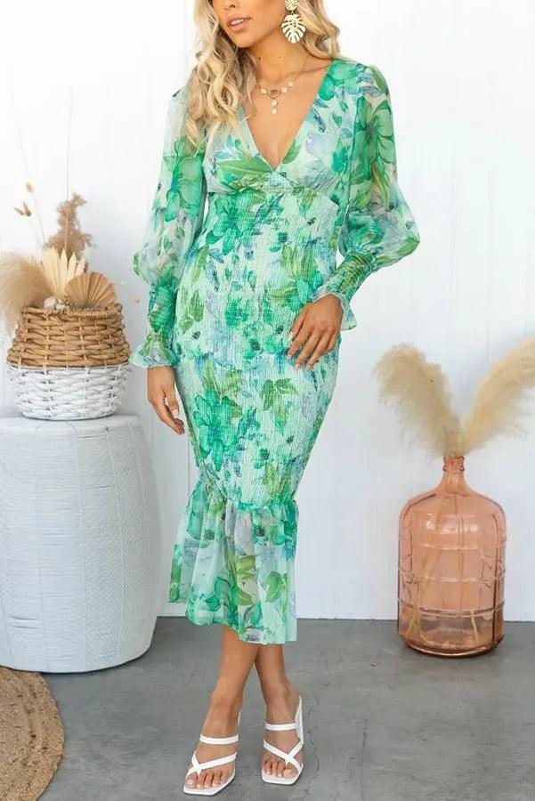 Coral Floral Elegance Dress