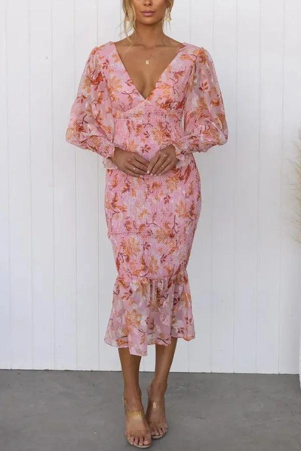 Coral Floral Elegance Dress
