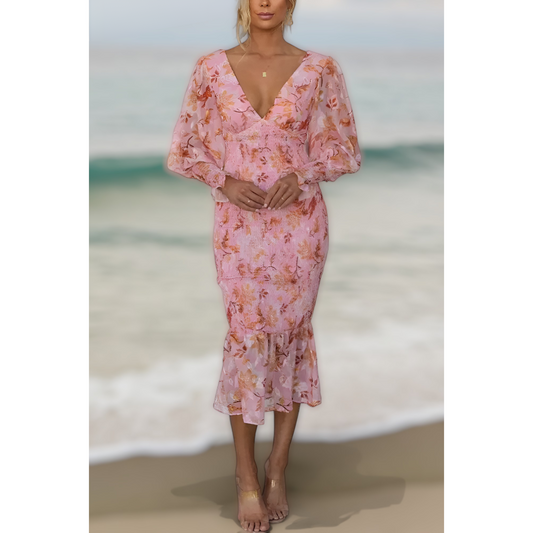 Coral Floral Elegance Dress