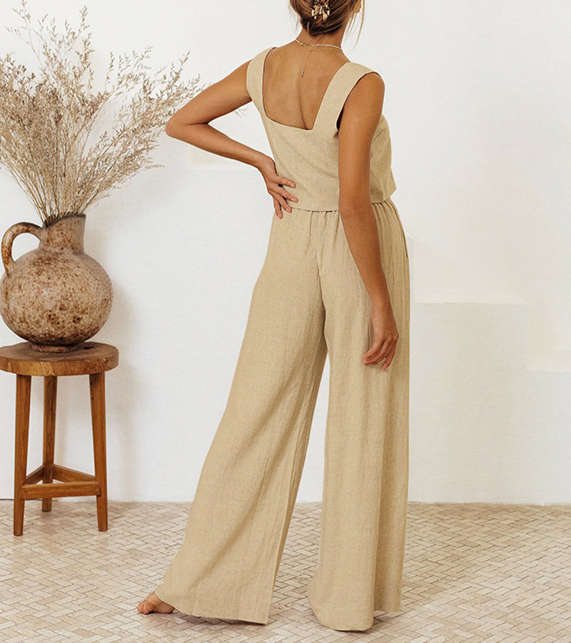 Wiola Minimalist Top And Wide-Leg Pants Set